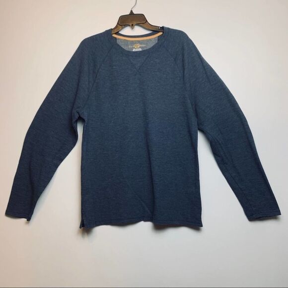 Club Room Tee Shirt Long Sleeve Solid Navy Blue Waffle Knit crewneck size XL - Picture 9 of 9
